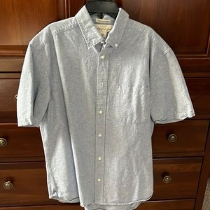 Button down short sleeve denim shirt